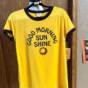 LuLaRoe Yellow and Black Graphic Tee